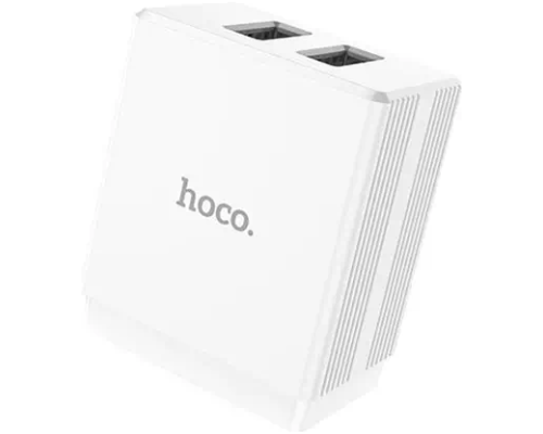 Hoco DC01A Max Porcelain dual port charger White