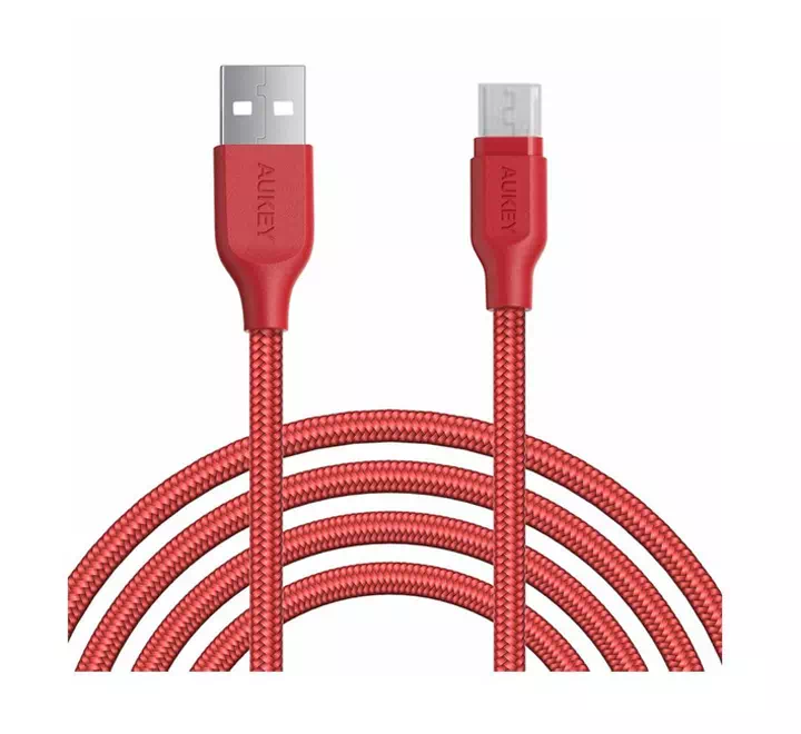 Aukey Braided Nylon Micro USB Cable 2M RED - Image 3