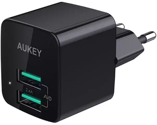Wall Charger Aukey 24W Dual Port Black