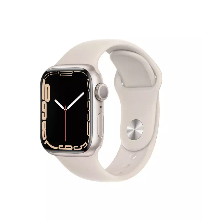 Apple Watch Series 7 GPS, 41mm Starlight Aluminum Case with Starlight Sport Band